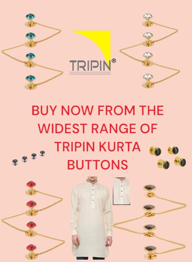 TRIPIN Brass White Golden Kurta Buttons - Elegant and Versatile Buttons for Men and Women's Ethnic Attire - Image 3